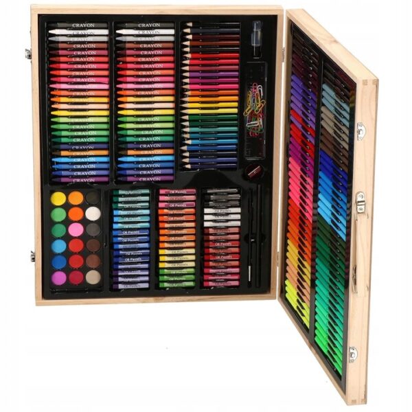 Set de pictura si desen pentru copii, 251 de piese, trusa lemn - Image 3