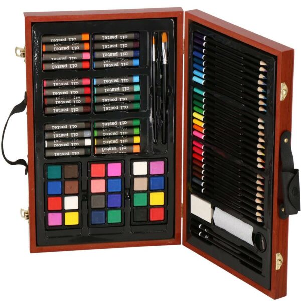 Set de pictura si desen pentru copii, 80 de piese, trusa lemn - Image 21