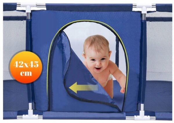 XXL játszótér gyerekeknek vagy babáknak, textil anyag, kék, 230x122x62cm - Image 5