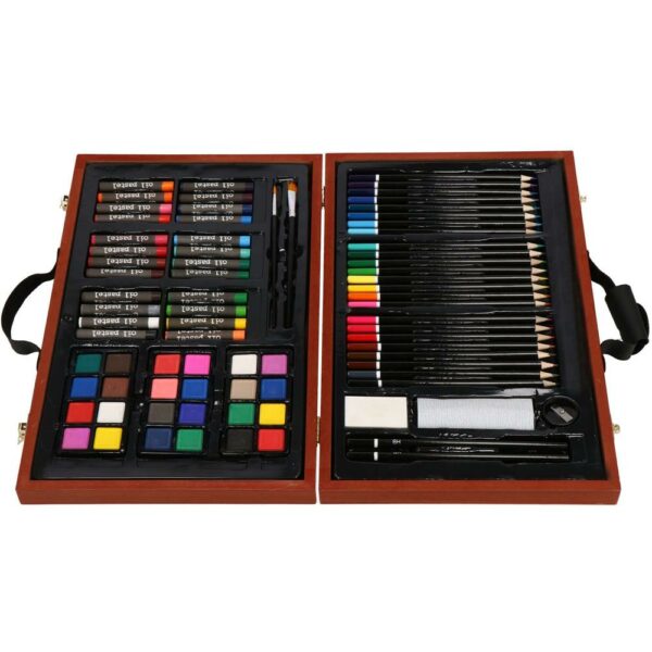 Set de pictura si desen pentru copii, 80 de piese, trusa lemn - Image 23