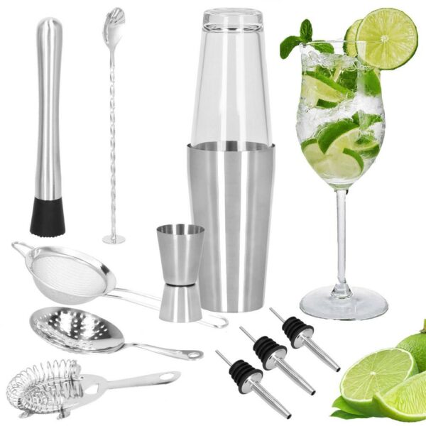 Set Cocktail Shaker Kit pentru barmani 700ml, KI19, 14 piese - Image 23