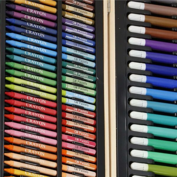 Set de pictura si desen pentru copii, 150 de piese, trusa lemn - Image 24