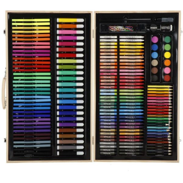 Set de pictura si desen pentru copii, 150 de piese, trusa lemn - Image 25