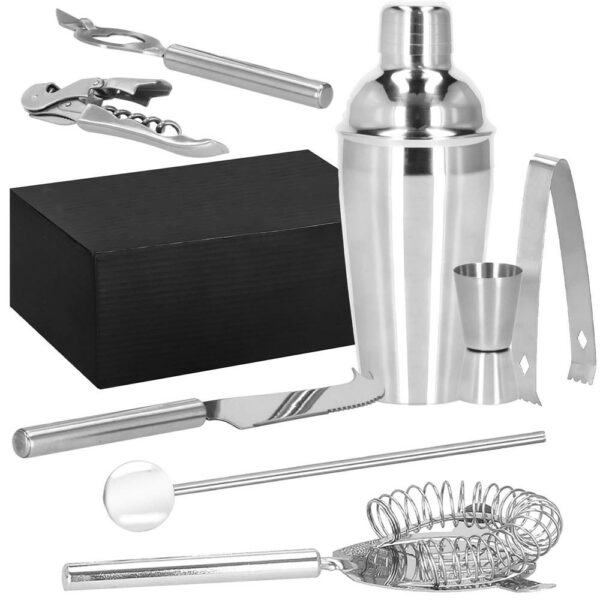 Cocktail Shaker készlet pultosoknak 550 ml, KI22, bambusz tartó, 9 darab - Image 27