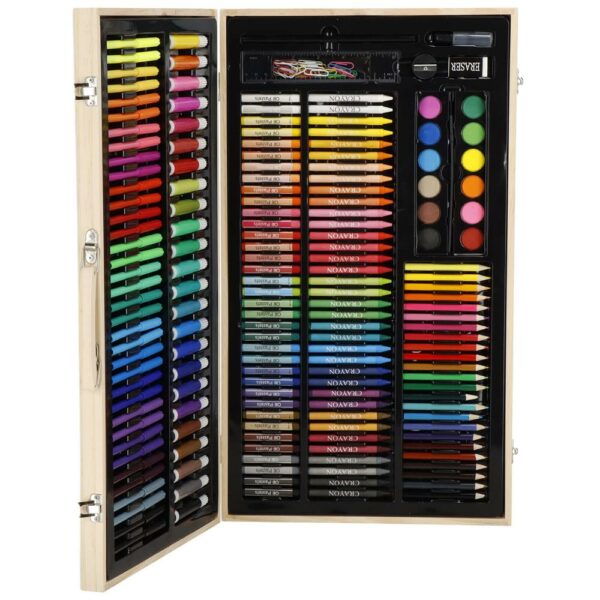 Set de pictura si desen pentru copii, 150 de piese, trusa lemn - Image 27
