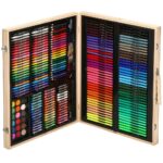 Set de pictura si desen pentru copii, 251 de piese, trusa lemn