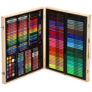 Set de pictura si desen pentru copii, 251 de piese, trusa lemn