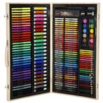 Set de pictura si desen pentru copii, 150 de piese, trusa lemn
