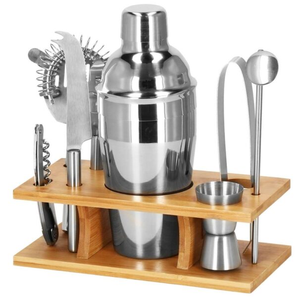 Cocktail Shaker készlet pultosoknak 550 ml, KI22, bambusz tartó, 9 darab - Image 30