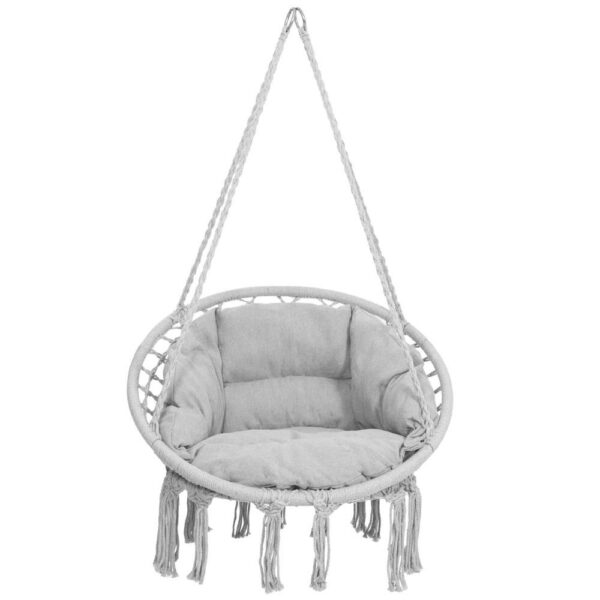 Scaun rotund Sersimo tip leagan suspendat cu perna Confort Plus casa sau gradina, gri - Image 3