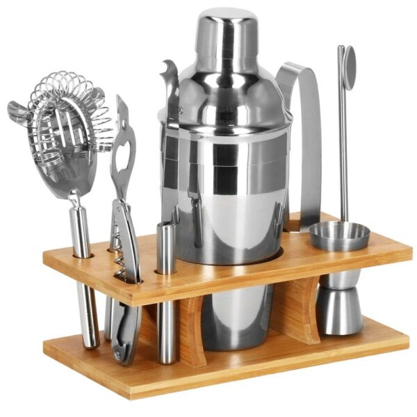 Cocktail Shaker készlet pultosoknak 550 ml, KI22, bambusz tartó, 9 darab - Image 37