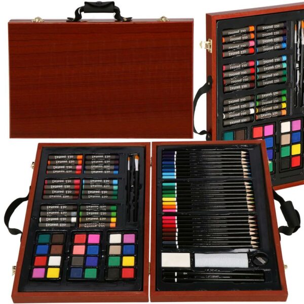 Set de pictura si desen pentru copii, 80 de piese, trusa lemn - Image 30