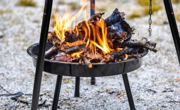(DL) Fém grillrács, állvánnyal és függesztett tepsivel, állítható, 155x79x52cm - Image 33