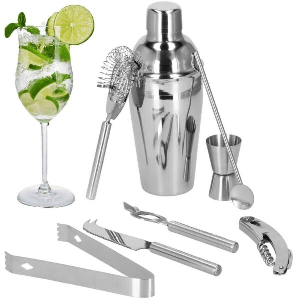 Cocktail Shaker készlet pultosoknak 550 ml, KI22, bambusz tartó, 9 darab - Image 35