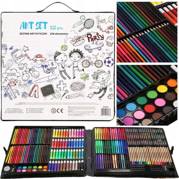 Set de pictura si desen pentru copii, 258 de piese, trusa plastic - Image 4