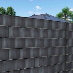 Kerítésbe fűzhető belátásgátló szalag, Premium PVC, 26 x 0,19 m, antracitszürke