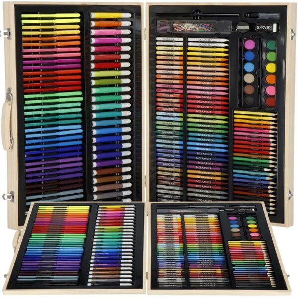 Set de pictura si desen pentru copii, 150 de piese, trusa lemn - Image 7