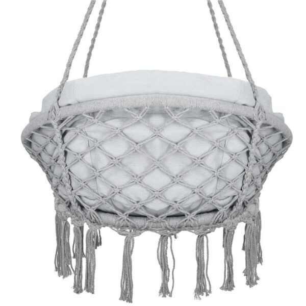 Scaun rotund Sersimo tip leagan suspendat cu perna Confort Plus casa sau gradina, gri - Image 7