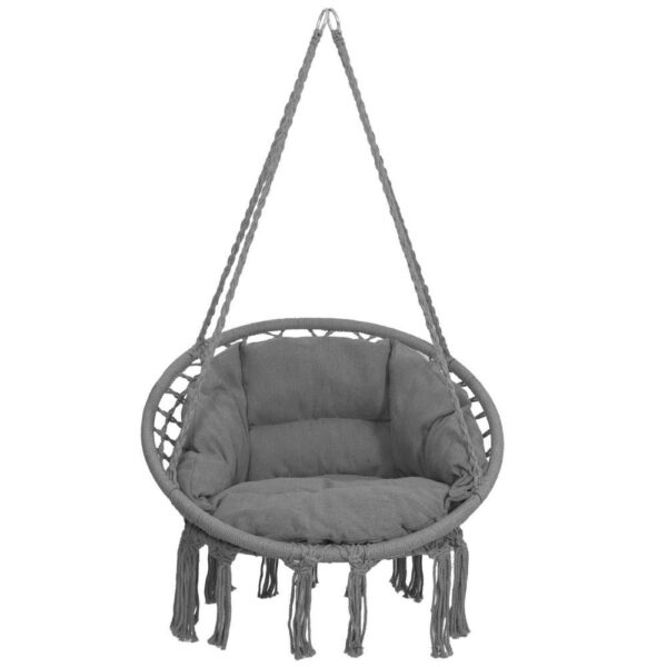 Scaun rotund Sersimo tip leagan suspendat cu perna Confort Plus casa sau gradina, gri inchis - Image 7