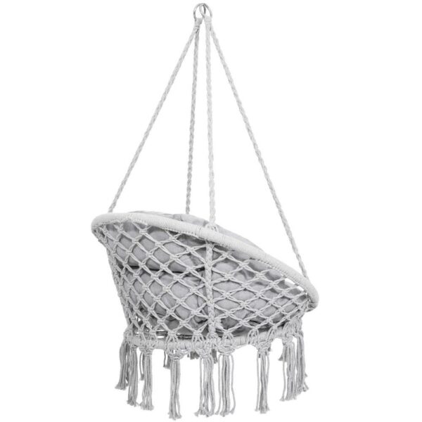 Scaun rotund Sersimo tip leagan suspendat cu perna Confort Plus casa sau gradina, gri - Image 8