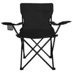 Scaun pliabil camping sau pescuit Sersimo, cu suport pahar, negru