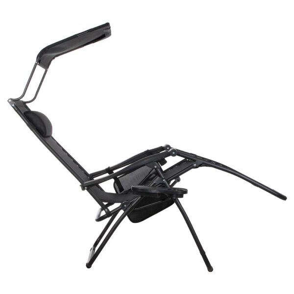 Sezlong pliabil SERSIMO GC3, Relax Zero Gravity cu parasolar, 175cm, negru - Image 2
