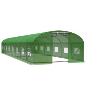 Sera de gradina, tip tunel cu cadru metalic, 400x1000cm, verde, 40mp