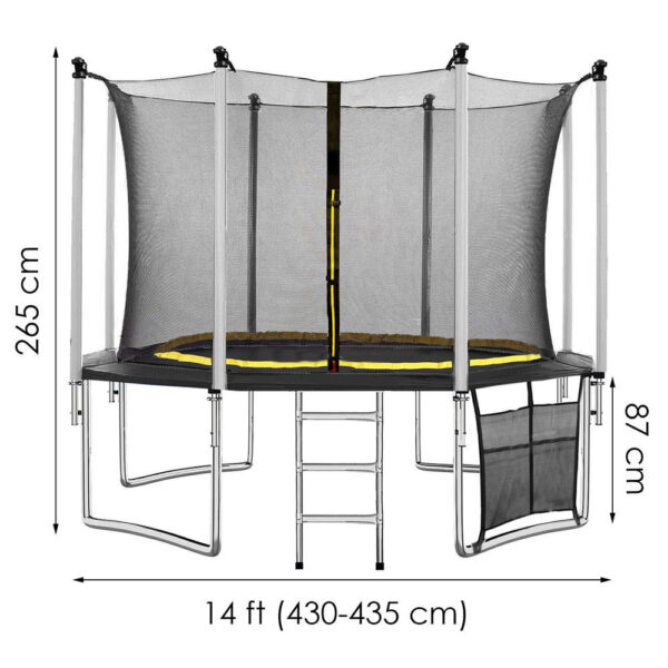 Trambulin Fekete, létrával és belső védőhálóval, 430 cm, 200 kg - Image 12