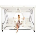 Balansoar leagan pat 4 persoane Sersimo Tenerife, cu plasa anti-insecte, sarcina 320kg