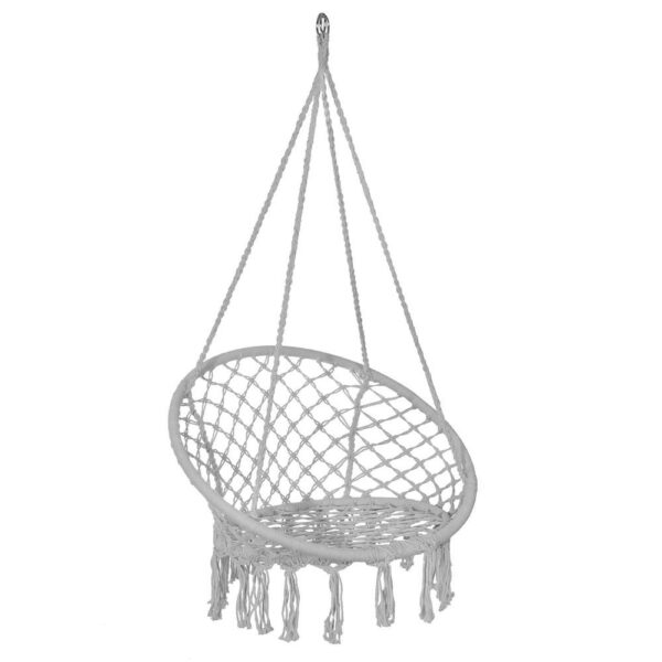 Scaun rotund Sersimo tip leagan suspendat cu perna Super Confort Plus, casa sau gradina, gri - Image 2