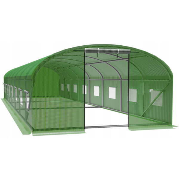Sera de gradina, tip tunel cu cadru metalic, 400x800cm, verde, 32mp - Image 2