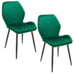 (DL) Set 2 scaune dining Milare pentru bucatarie tapitat cu catifea, 80x58x87cm, verde