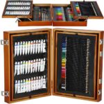 Set de pictura si desen pentru copii, 174 de piese, trusa lemn