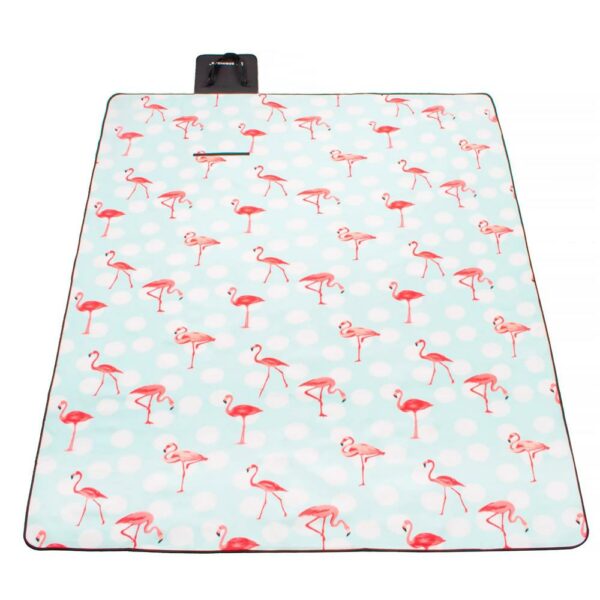 Patura pentru picnic sau plaja, cu folie izolatoare si maner, 130x170cm, flamingo - Image 2
