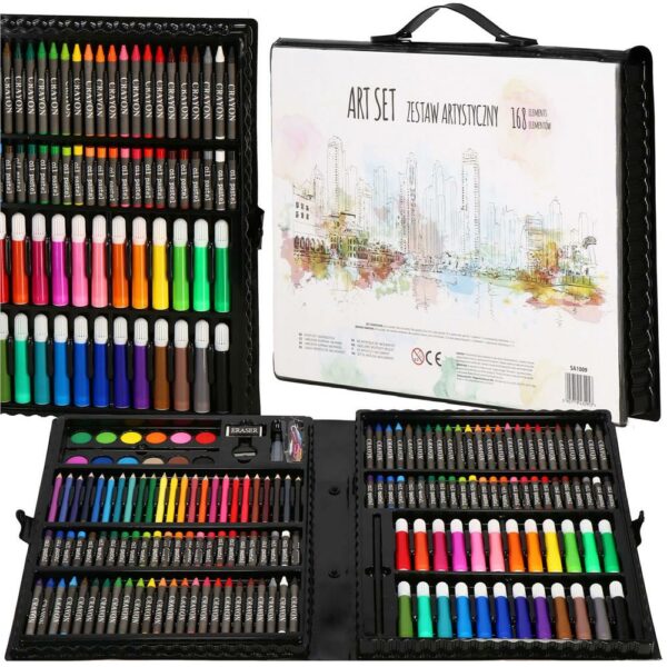 Set de pictura si desen pentru copii, 168 de piese, trusa plastic - Image 2