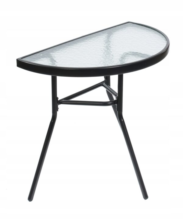 Set mobilier gradina sau balcon, masa semirotund sticla cu 2 scaune pliabile, gri - Image 12