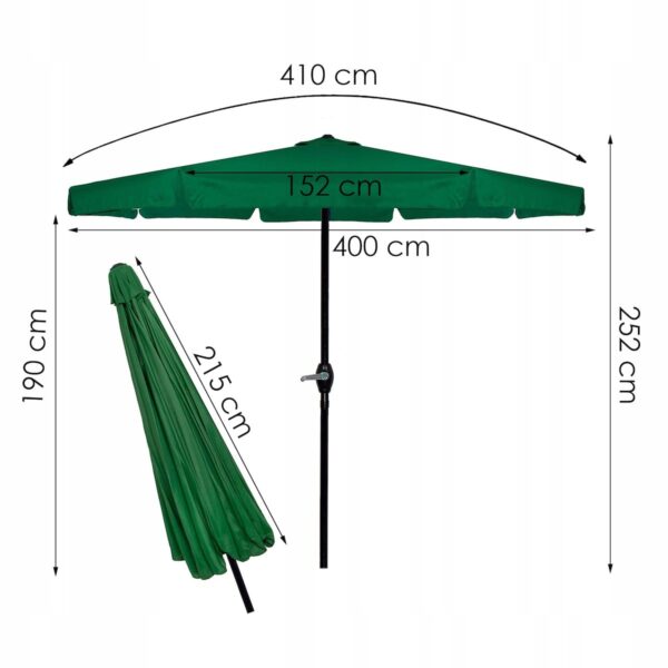 Umbrela terasa gradina, cu manivela, diametru 400cm, Verde - Image 12