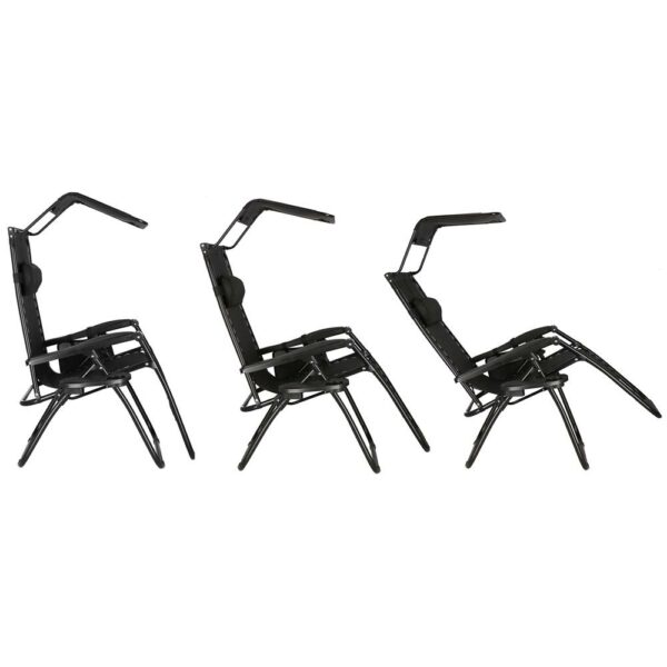 Sezlong pliabil SERSIMO GC3, Relax Zero Gravity cu parasolar, 175cm, negru - Image 12