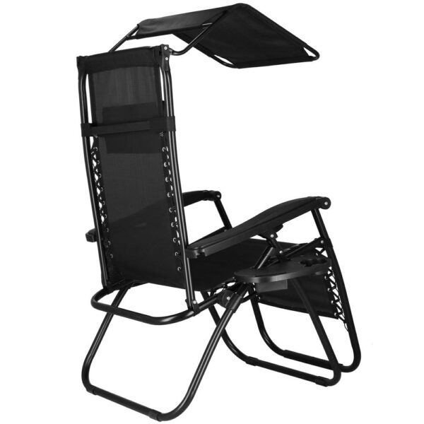 Sezlong pliabil SERSIMO GC3, Relax Zero Gravity cu parasolar, 175cm, negru - Image 13