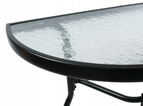 Set mobilier gradina sau balcon, masa semirotund sticla cu 2 scaune pliabile, gri - Image 14