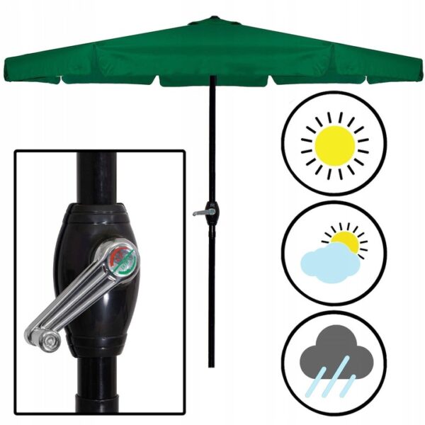 Umbrela terasa gradina, cu manivela, diametru 400cm, Verde - Image 14