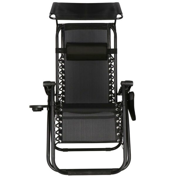 Sezlong pliabil SERSIMO GC3, Relax Zero Gravity cu parasolar, 175cm, negru - Image 14