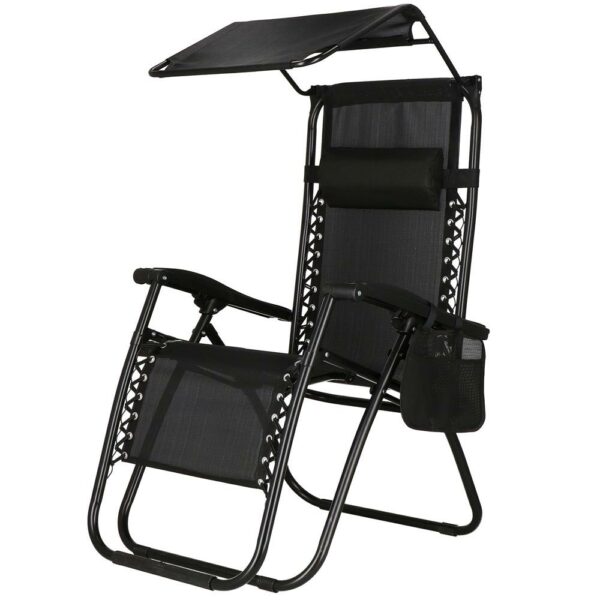 Sezlong pliabil SERSIMO GC3, Relax Zero Gravity cu parasolar, 175cm, negru - Image 15