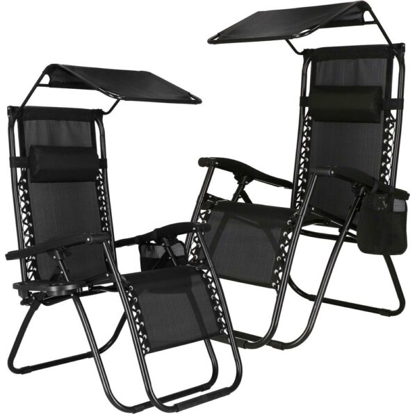 Sezlong pliabil SERSIMO GC3, Relax Zero Gravity cu parasolar, 175cm, negru - Image 19