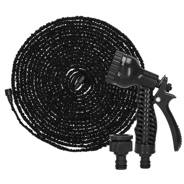 Furtun extensibil pentru udat gradina, cu pistol stropire, 20-60 metri, negru