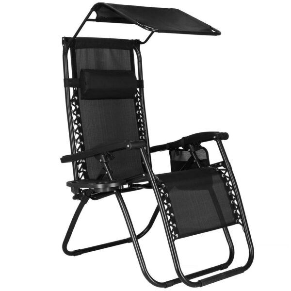Sezlong pliabil SERSIMO GC3, Relax Zero Gravity cu parasolar, 175cm, negru - Image 20