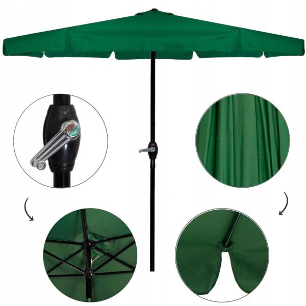 Umbrela terasa gradina, cu manivela, diametru 400cm, Verde - Image 3