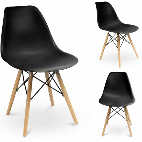 (DL) Scaun dining Eva pentru bucatarie, 46x52x81cm, negru - Image 11
