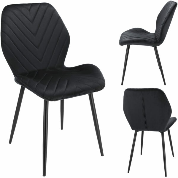 (DL) Scaun dining Milare pentru bucatarie tapitat cu catifea, 80x58x87cm, negru - Image 2