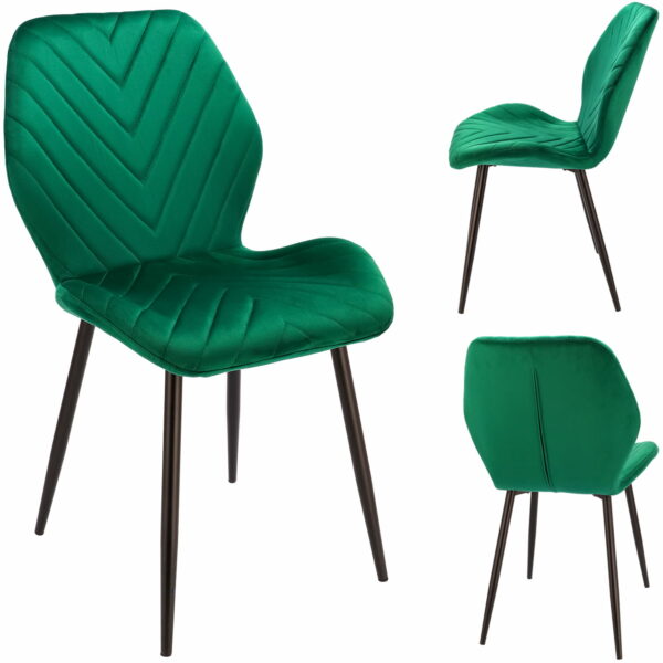 (DL) Scaun dining Milare pentru bucatarie tapitat cu catifea, 80x58x87cm, verde - Image 2